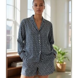 Something Navy Button‎ Down Top & Shorts Set XXS Blue